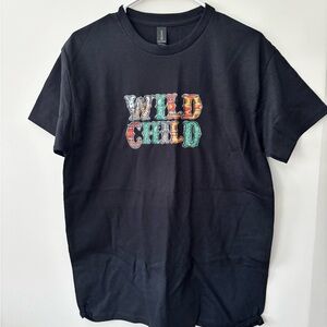 Wild Child Graphic Tee - Black Short Sleeve Women's Top